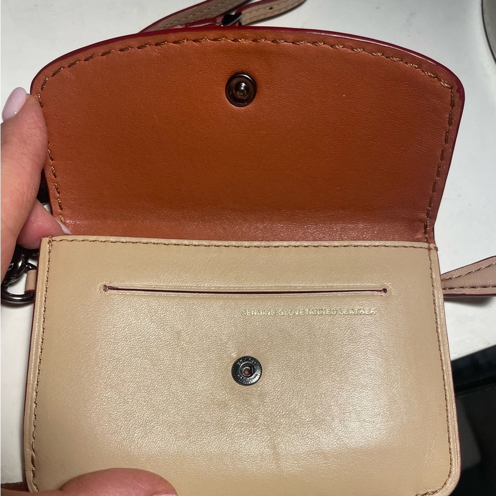 COACH rare wristlet in tan with red contrast. - Picture 3 of 6
